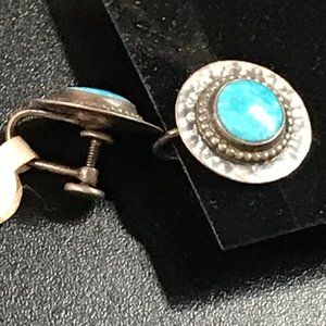 Vintage Sterling silver and Turquoise Clip Earrings